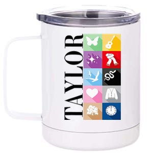 Girl Retro Taylor First Name Personalized Groovy Birthday 12 oz Stainless Steel Tumbler Cup