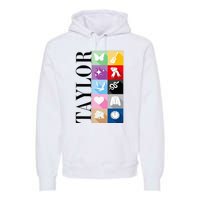 Girl Retro Taylor First Name Personalized Groovy Birthday Premium Hoodie