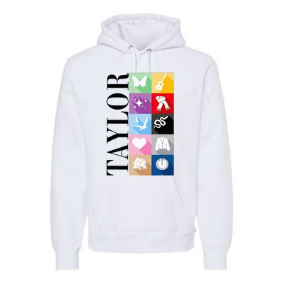 Girl Retro Taylor First Name Personalized Groovy Birthday Premium Hoodie