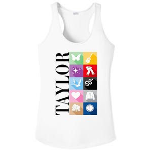 Girl Retro Taylor First Name Personalized Groovy Birthday Ladies PosiCharge Competitor Racerback Tank