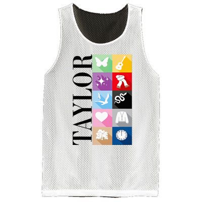 Girl Retro Taylor First Name Personalized Groovy Birthday Mesh Reversible Basketball Jersey Tank