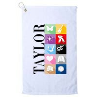 Girl Retro Taylor First Name Personalized Groovy Birthday Platinum Collection Golf Towel