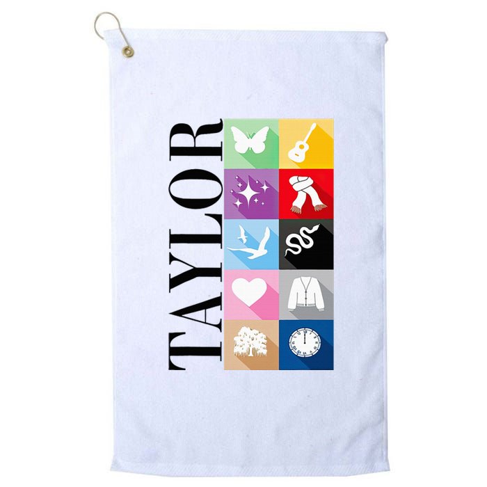 Girl Retro Taylor First Name Personalized Groovy Birthday Platinum Collection Golf Towel