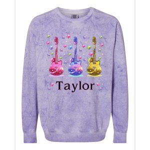 Girl Retro Taylor First Name Personalized Groovy 80S Gift Colorblast Crewneck Sweatshirt