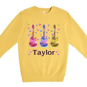 Girl Retro Taylor First Name Personalized Groovy 80S Gift Premium Crewneck Sweatshirt