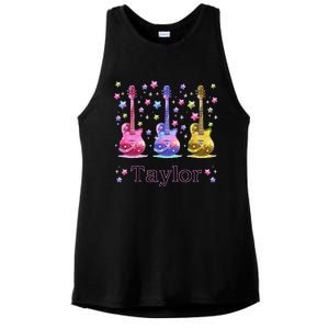 Girl Retro Taylor First Name Personalized Groovy 80S Gift Ladies PosiCharge Tri-Blend Wicking Tank