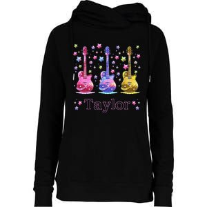 Girl Retro Taylor First Name Personalized Groovy 80S Gift Womens Funnel Neck Pullover Hood