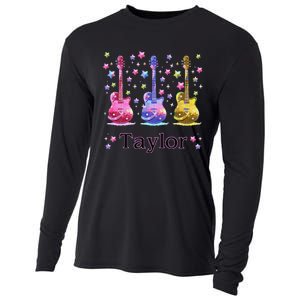 Girl Retro Taylor First Name Personalized Groovy 80S Gift Cooling Performance Long Sleeve Crew