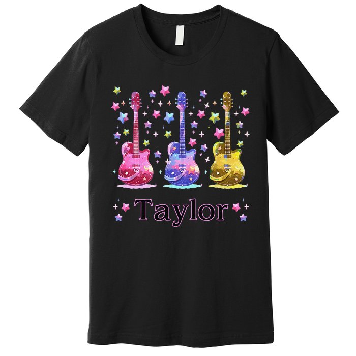 Girl Retro Taylor First Name Personalized Groovy 80S Gift Premium T-Shirt