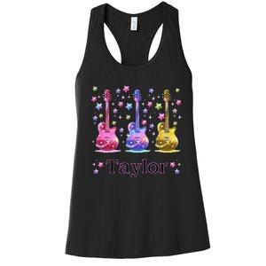 Girl Retro Taylor First Name Personalized Groovy 80S Gift Women's Racerback Tank