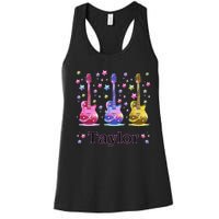 Girl Retro Taylor First Name Personalized Groovy 80S Gift Women's Racerback Tank