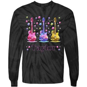 Girl Retro Taylor First Name Personalized Groovy 80S Gift Tie-Dye Long Sleeve Shirt