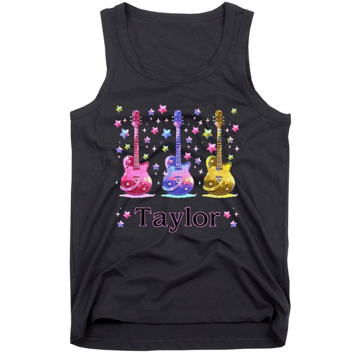 Girl Retro Taylor First Name Personalized Groovy 80S Gift Tank Top