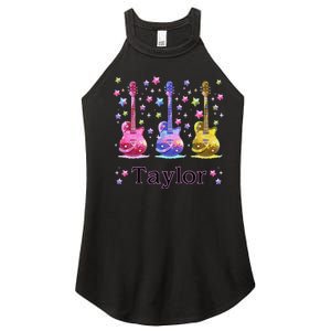 Girl Retro Taylor First Name Personalized Groovy 80S Gift Women's Perfect Tri Rocker Tank