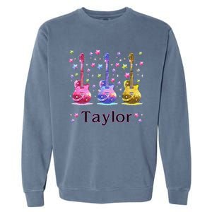 Girl Retro Taylor First Name Personalized Groovy 80S Gift Garment-Dyed Sweatshirt