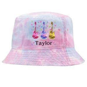 Girl Retro Taylor First Name Personalized Groovy 80S Gift Tie-Dyed Bucket Hat