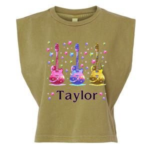 Girl Retro Taylor First Name Personalized Groovy 80S Gift Garment-Dyed Women's Muscle Tee