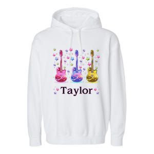 Girl Retro Taylor First Name Personalized Groovy 80S Gift Garment-Dyed Fleece Hoodie