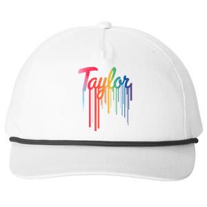 Girl Retro Taylor First Name Personalized Groovy 80S Snapback Five-Panel Rope Hat