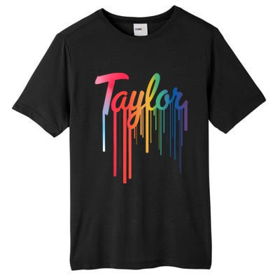 Girl Retro Taylor First Name Personalized Groovy 80S Tall Fusion ChromaSoft Performance T-Shirt