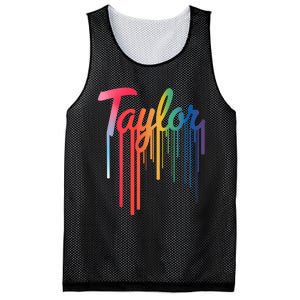 Girl Retro Taylor First Name Personalized Groovy 80S Mesh Reversible Basketball Jersey Tank