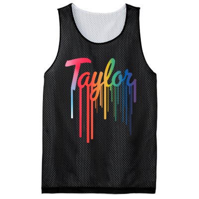 Girl Retro Taylor First Name Personalized Groovy 80S Mesh Reversible Basketball Jersey Tank