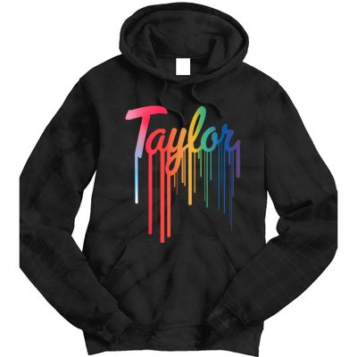 Girl Retro Taylor First Name Personalized Groovy 80S Tie Dye Hoodie