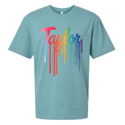 Girl Retro Taylor First Name Personalized Groovy 80S Sueded Cloud Jersey T-Shirt