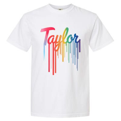 Girl Retro Taylor First Name Personalized Groovy 80S Garment-Dyed Heavyweight T-Shirt