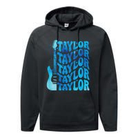 Girl Retro Taylor First Name Personalized Groovy 80S Performance Fleece Hoodie