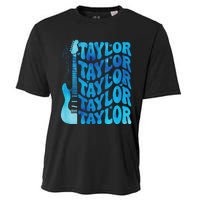 Girl Retro Taylor First Name Personalized Groovy 80S Cooling Performance Crew T-Shirt