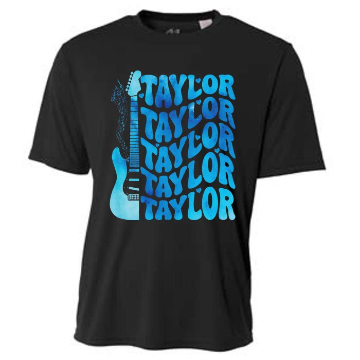 Girl Retro Taylor First Name Personalized Groovy 80S Cooling Performance Crew T-Shirt