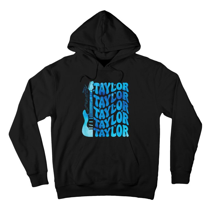 Girl Retro Taylor First Name Personalized Groovy 80S Hoodie