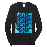 Girl Retro Taylor First Name Personalized Groovy 80S Long Sleeve Shirt