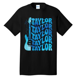 Girl Retro Taylor First Name Personalized Groovy 80S Tall T-Shirt