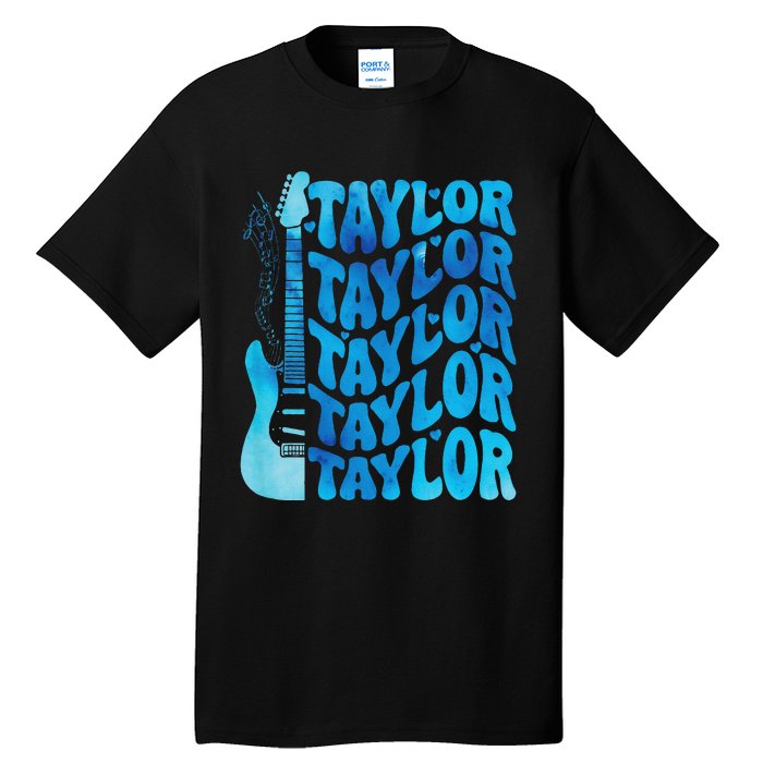 Girl Retro Taylor First Name Personalized Groovy 80S Tall T-Shirt