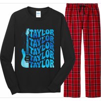 Girl Retro Taylor First Name Personalized Groovy 80S Long Sleeve Pajama Set