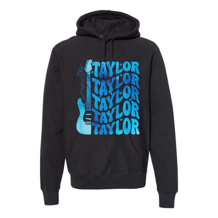 Girl Retro Taylor First Name Personalized Groovy 80S Premium Hoodie