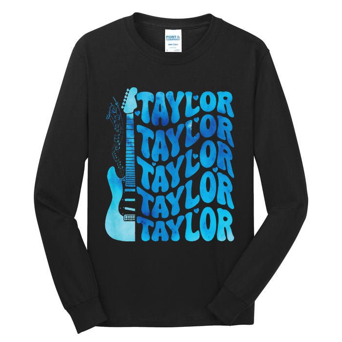 Girl Retro Taylor First Name Personalized Groovy 80S Tall Long Sleeve T-Shirt