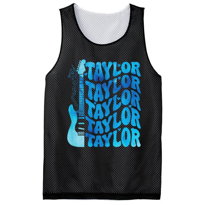 Girl Retro Taylor First Name Personalized Groovy 80S Mesh Reversible Basketball Jersey Tank