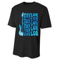 Girl Retro Taylor First Name Personalized Groovy 80S Performance Sprint T-Shirt