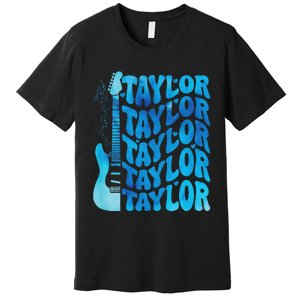 Girl Retro Taylor First Name Personalized Groovy 80S Premium T-Shirt