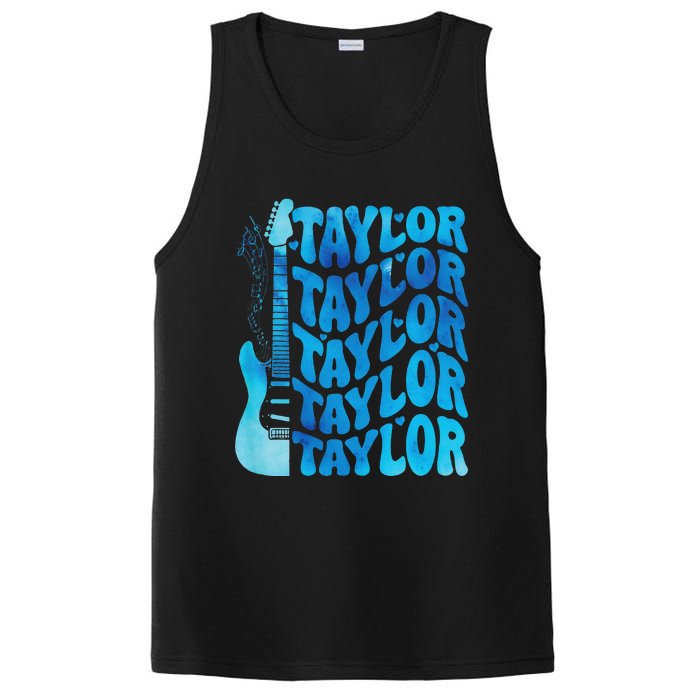 Girl Retro Taylor First Name Personalized Groovy 80S PosiCharge Competitor Tank