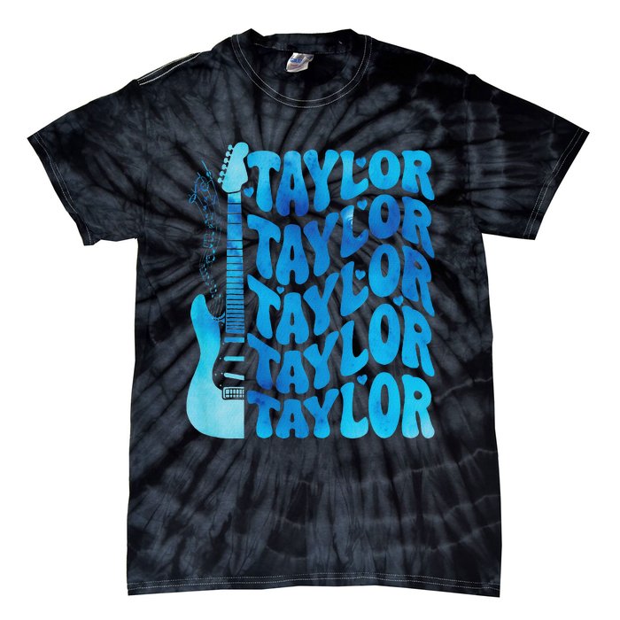 Girl Retro Taylor First Name Personalized Groovy 80S Tie-Dye T-Shirt