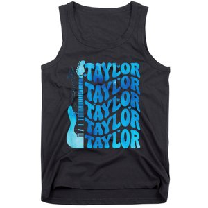 Girl Retro Taylor First Name Personalized Groovy 80S Tank Top