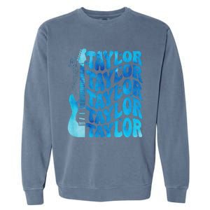 Girl Retro Taylor First Name Personalized Groovy 80S Garment-Dyed Sweatshirt