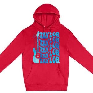 Girl Retro Taylor First Name Personalized Groovy 80S Premium Pullover Hoodie