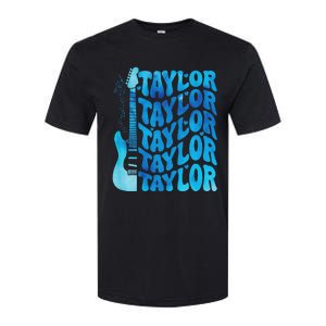 Girl Retro Taylor First Name Personalized Groovy 80S Softstyle CVC T-Shirt