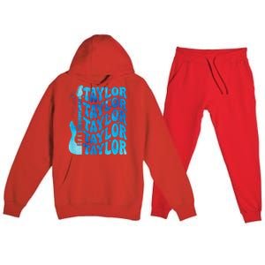 Girl Retro Taylor First Name Personalized Groovy 80S Premium Hooded Sweatsuit Set