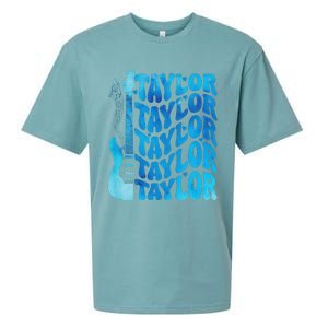 Girl Retro Taylor First Name Personalized Groovy 80S Sueded Cloud Jersey T-Shirt